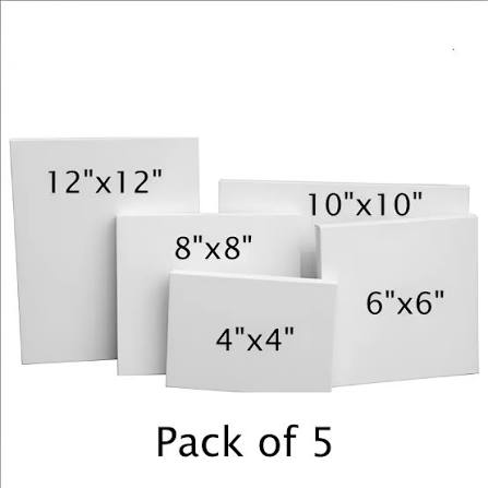Premium Canvas Painting Pack (5 Pcs) – Blank Art Canvas with Wooden Frame
