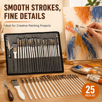 24 pcs Professional Nylon Paint Brushes Set – Multi-Shape Artist Brushes for Painting