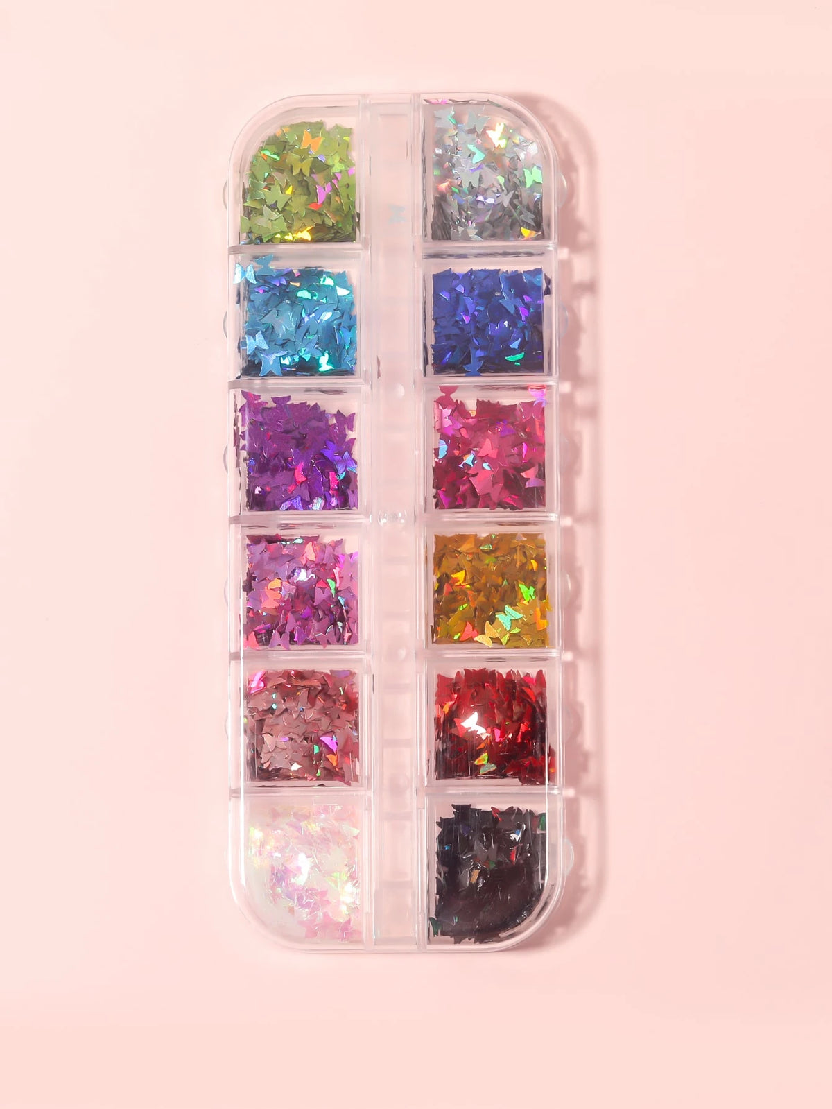 12 grid Holographic Glitter Alphabet and butterfly Sequins – Resin Filling Set
