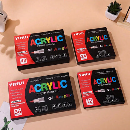 Premium Acrylic Paint Brush Markers – Soft & Flexible Brush Tips