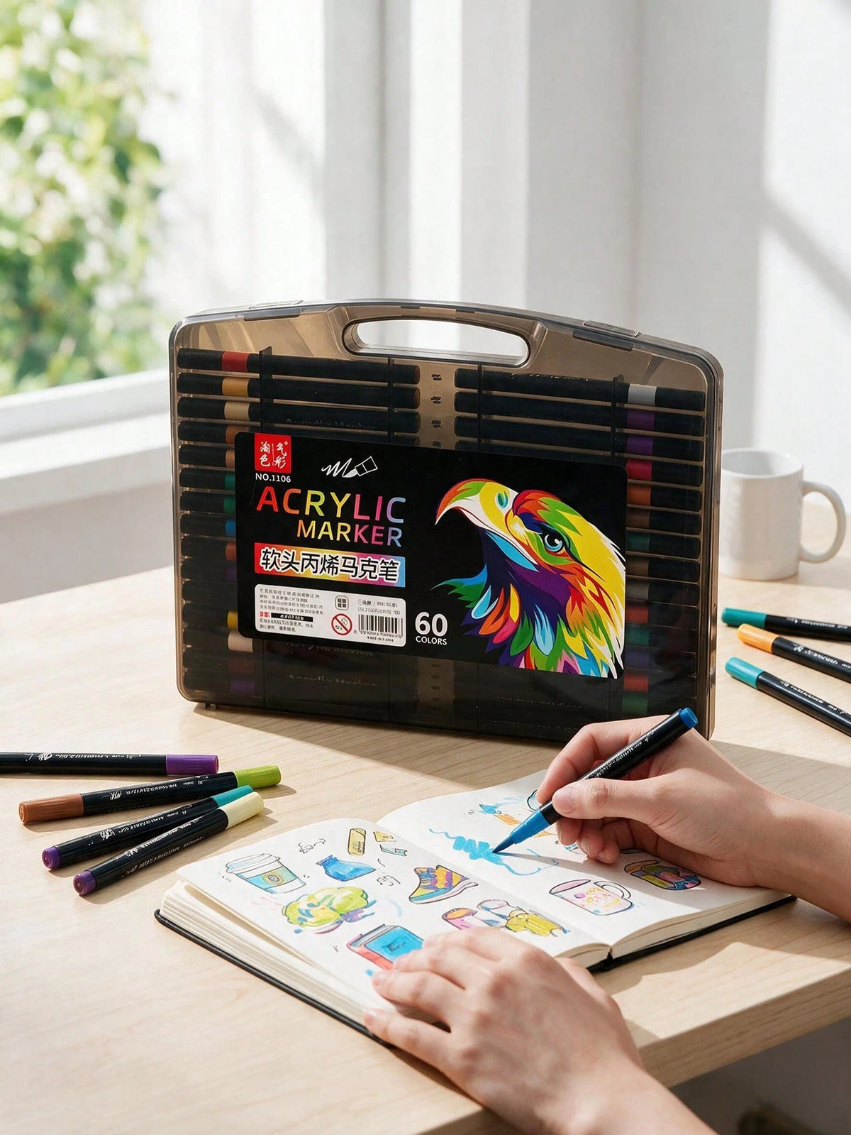 Acrylic Markers Brush Tip For Adults & KIds 12 to 120 pcs | Multi-Surface Pens | Non-toxic | Black Case Pack