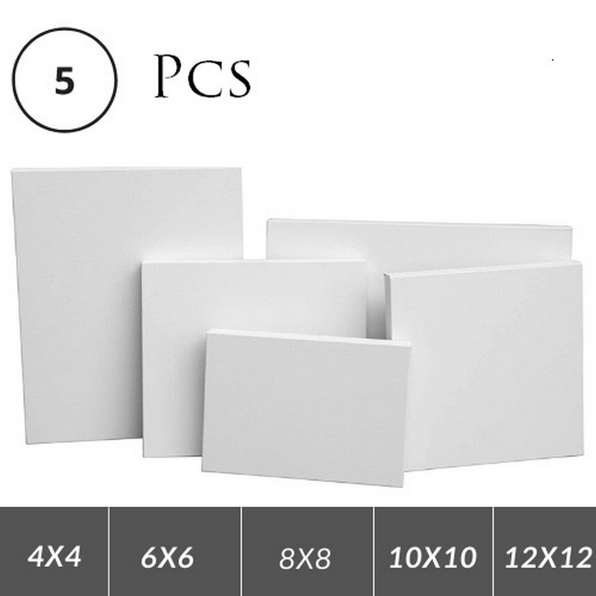 Premium Canvas Painting Pack (5 Pcs) – Blank Art Canvas with Wooden Frame