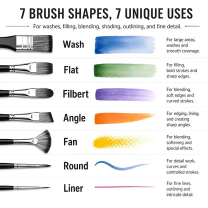 24 pcs Professional Nylon Paint Brushes Set – Multi-Shape Artist Brushes for Painting