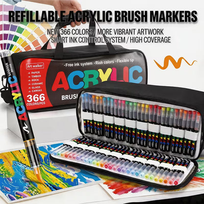 Premium Acrylic Paint Brush Markers – Soft & Flexible Brush Tips