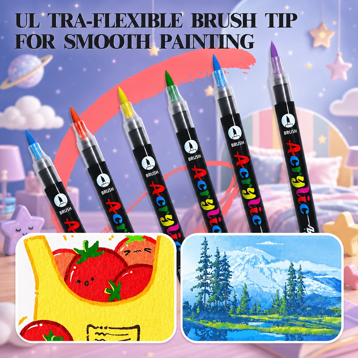 Premium Acrylic Paint Brush Markers – Soft & Flexible Brush Tips