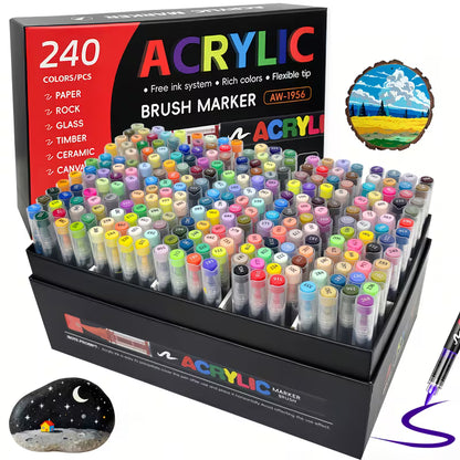 Premium Acrylic Paint Brush Markers – Soft & Flexible Brush Tips