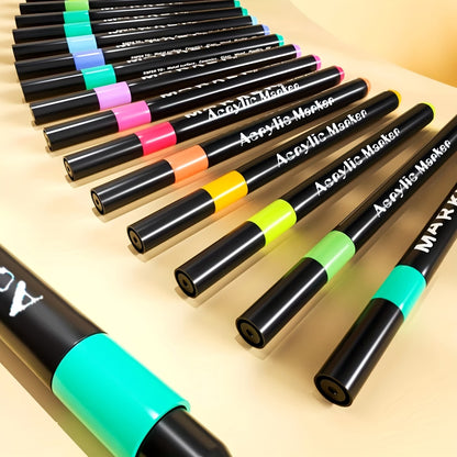 Acrylic Markers Brush Tip For Adults & KIds 12 to 120 pcs | Multi-Surface Pens | Non-toxic | Black Case Pack