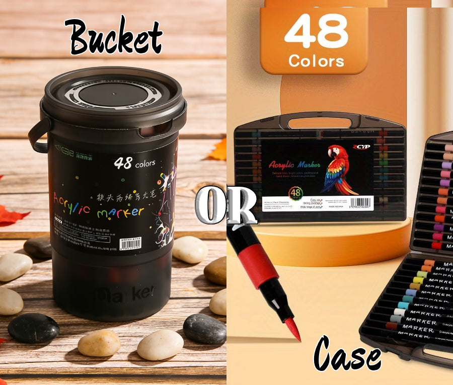 Acrylic Markers Brush Tip For Adults & KIds 12 to 120 pcs | Multi-Surface Pens | Non-toxic | Black Case Pack