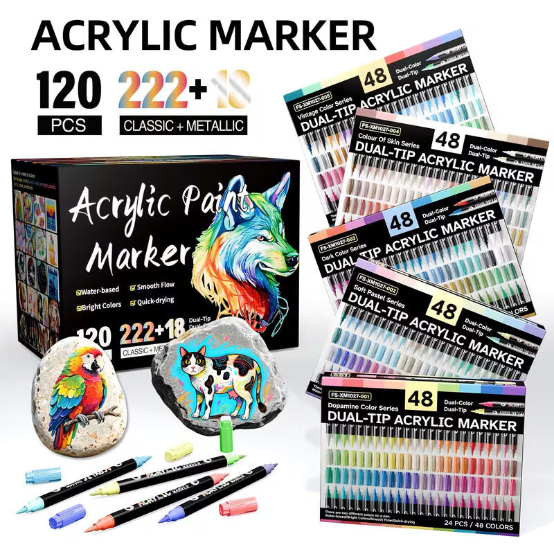 Premium Acrylic Paint Brush Markers – Soft & Flexible Brush Tips