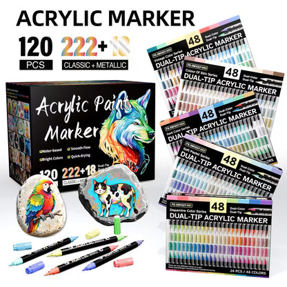 Premium Acrylic Paint Brush Markers – Soft & Flexible Brush Tips