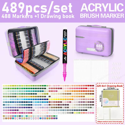 Premium Acrylic Paint Brush Markers – Soft & Flexible Brush Tips
