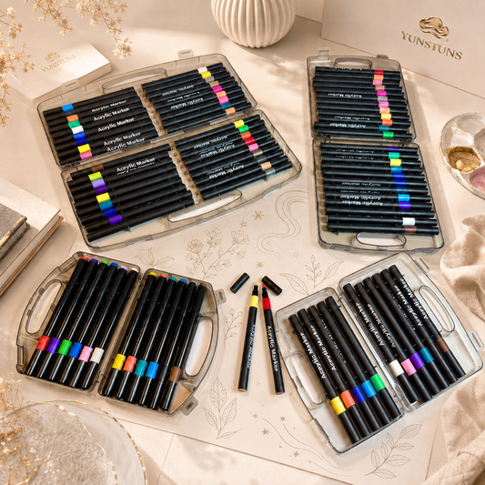 Acrylic Markers Brush Tip For Adults & KIds 12 to 120 pcs | Multi-Surface Pens | Non-toxic | Black Case Pack