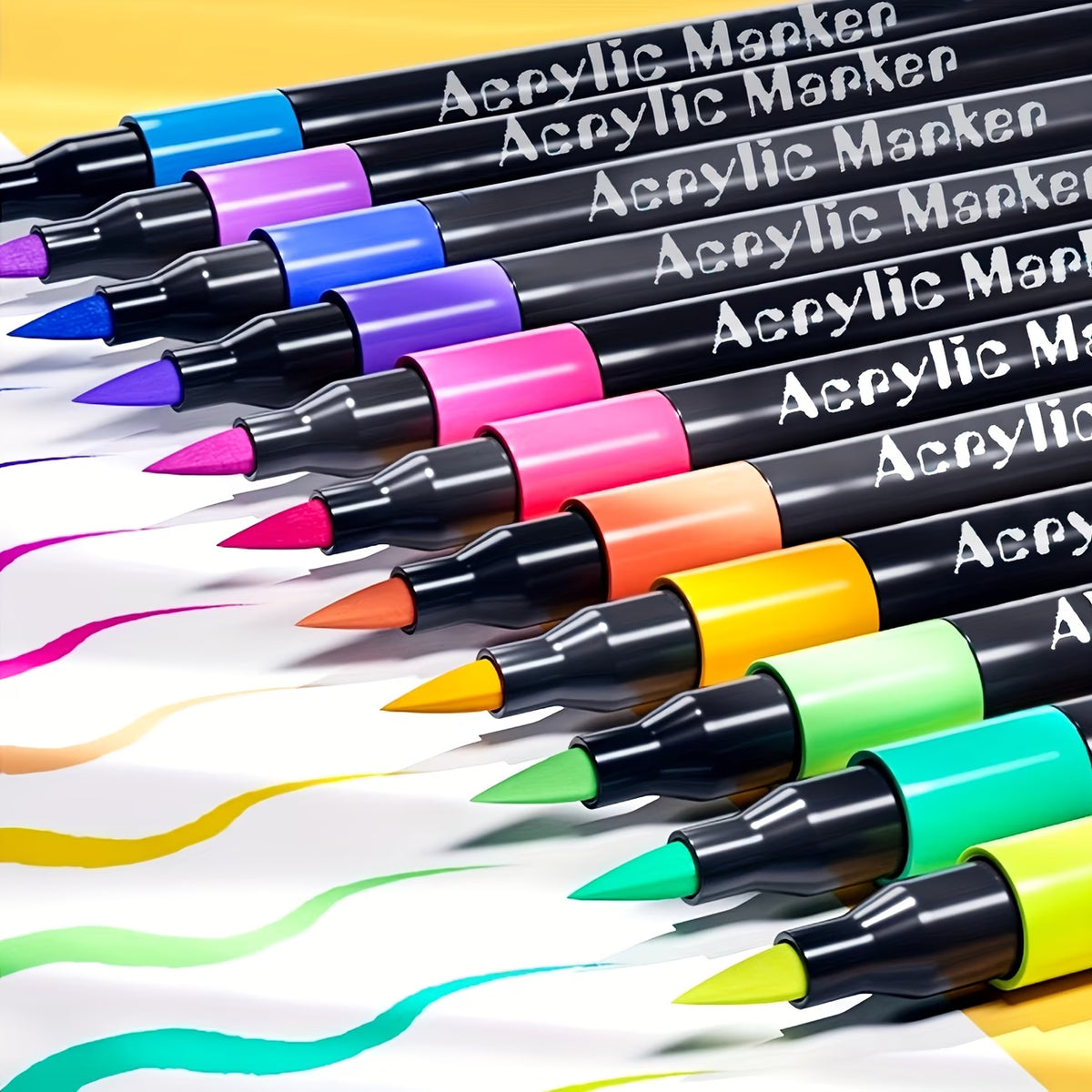 Acrylic Markers Brush Tip For Adults & KIds 12 to 120 pcs | Multi-Surface Pens | Non-toxic | Black Case Pack