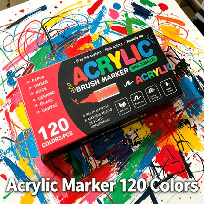 Premium Acrylic Paint Brush Markers – Soft & Flexible Brush Tips