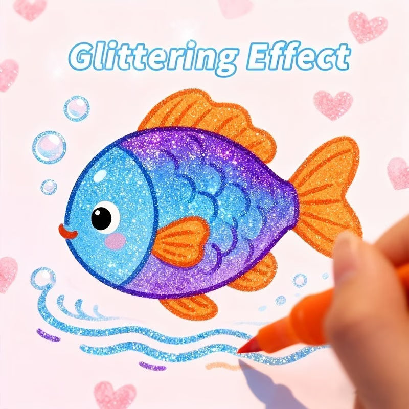 Dual Tip Glitter Markers Set – 12 Markers, 24 Colors, Fine Brush Tip