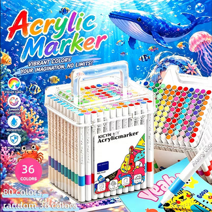 Acrylic Markers Brush Tip For Adults & KIds 12 to 120 pcs | Multi-Surface Pens | Non-toxic | Black Case Pack