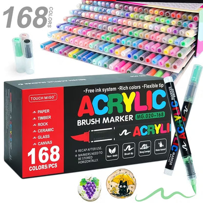 Premium Acrylic Paint Brush Markers – Soft & Flexible Brush Tips