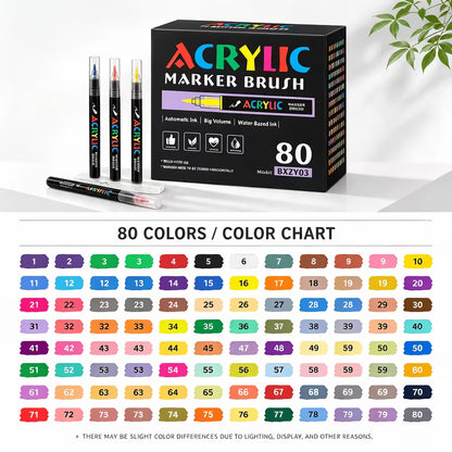 Premium Acrylic Paint Brush Markers – Soft & Flexible Brush Tips