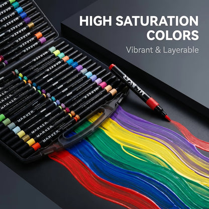 Acrylic Markers Brush Tip For Adults & KIds 12 to 120 pcs | Multi-Surface Pens | Non-toxic | Black Case Pack
