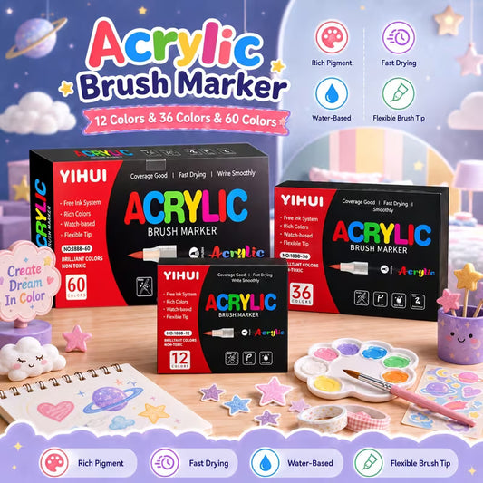 Premium Acrylic Paint Brush Markers – Soft & Flexible Brush Tips