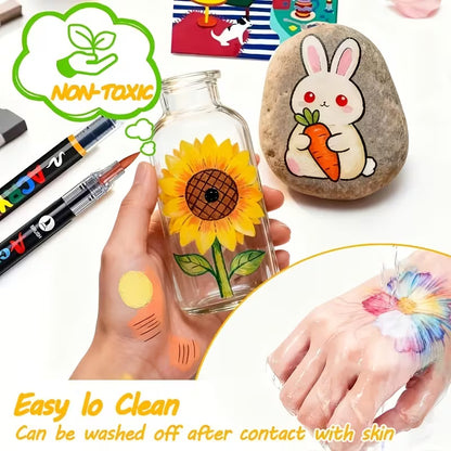 Premium Acrylic Paint Brush Markers – Soft & Flexible Brush Tips