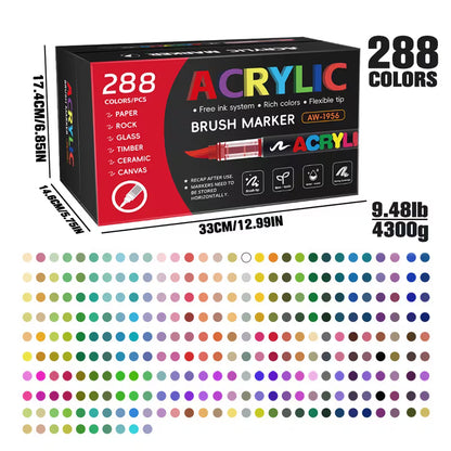 Premium Acrylic Paint Brush Markers – Soft & Flexible Brush Tips